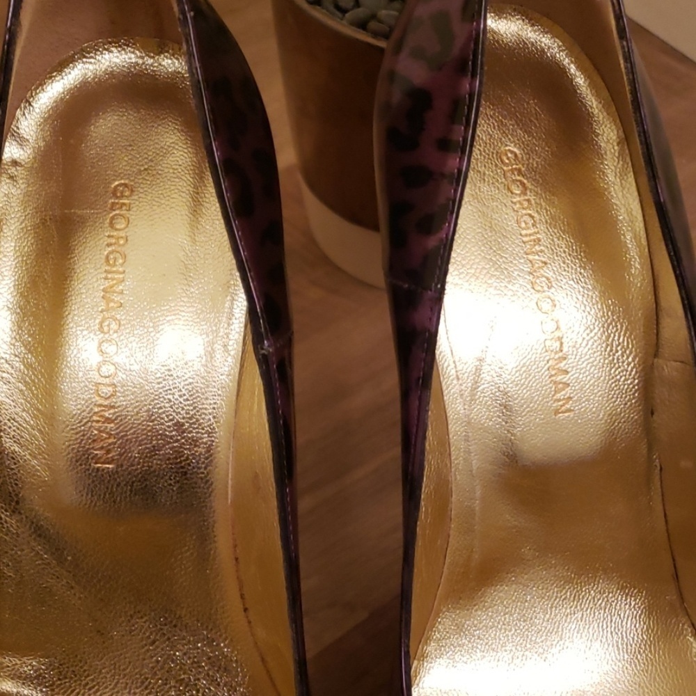Georgina Goodman Purple Leopard Round Toe Pumps | Indie Sleaze Heels - Picture 6 of 7